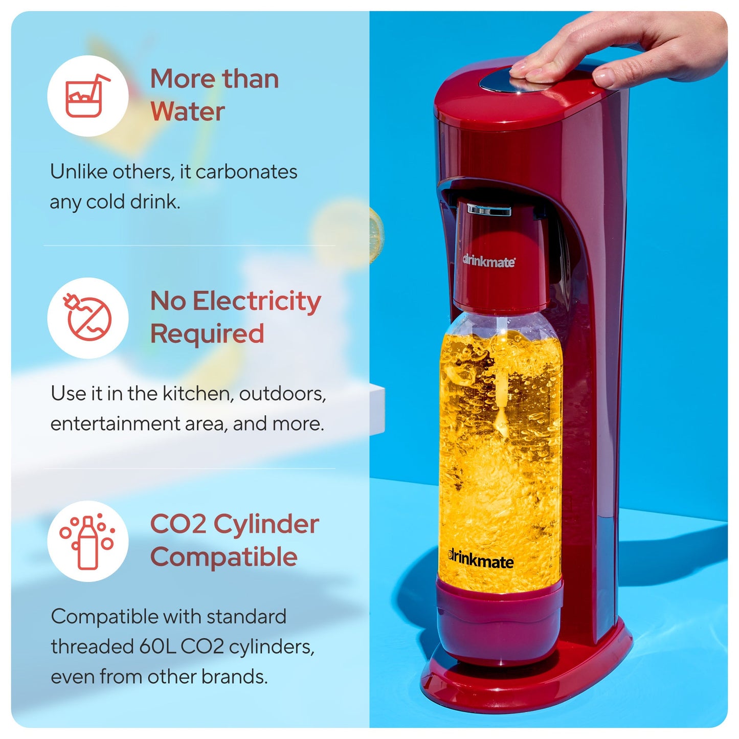 OmniFizz ULTIMATE BUNDLE, Sparkling Water and Soda Maker, Carbonates ANY Drink