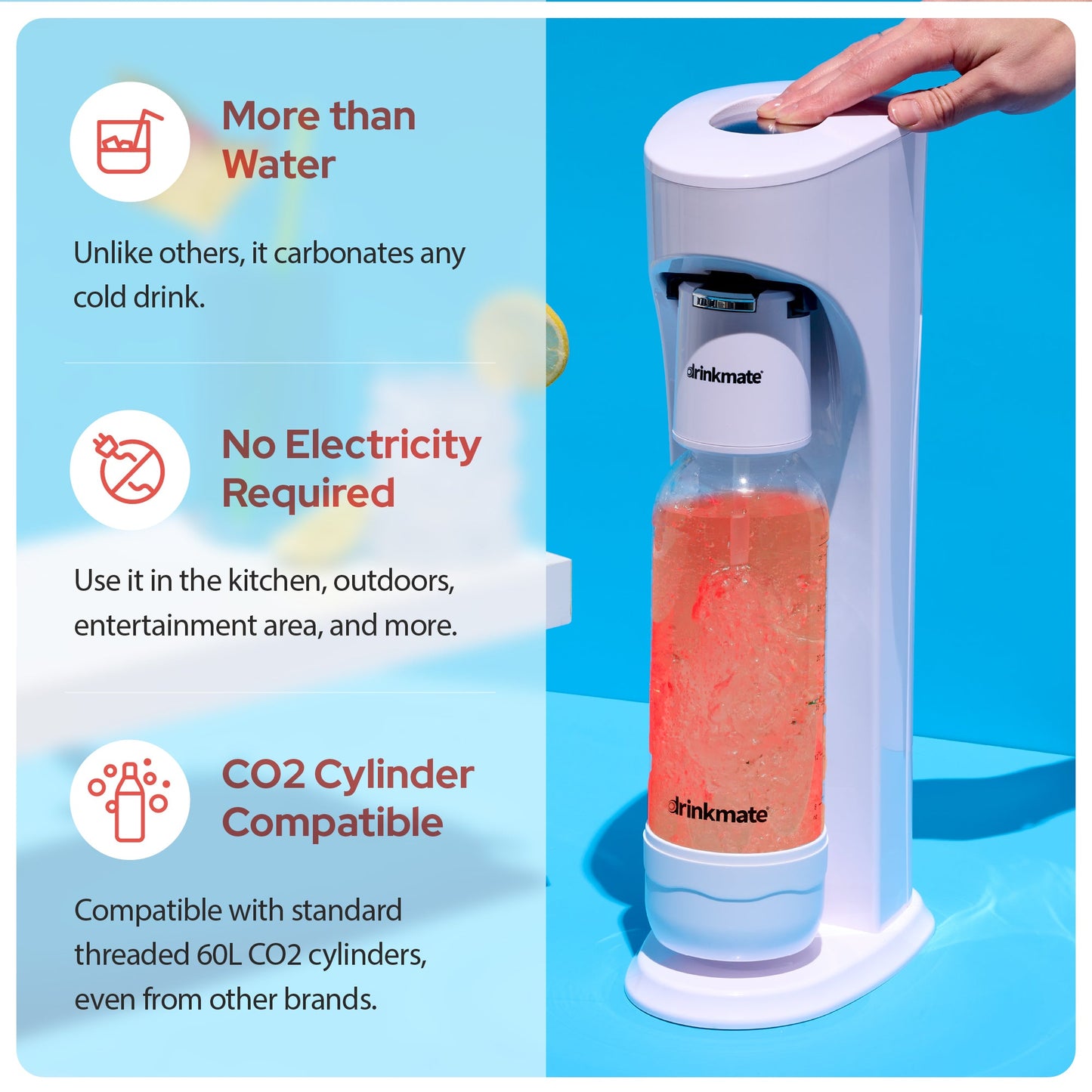 OmniFizz ULTIMATE BUNDLE, Sparkling Water and Soda Maker, Carbonates ANY Drink