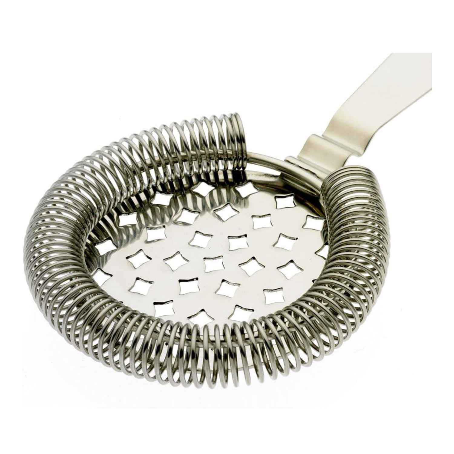 A Stainless Steel Barfly Classic Hawthorne Spring Bar Strainer on a white background