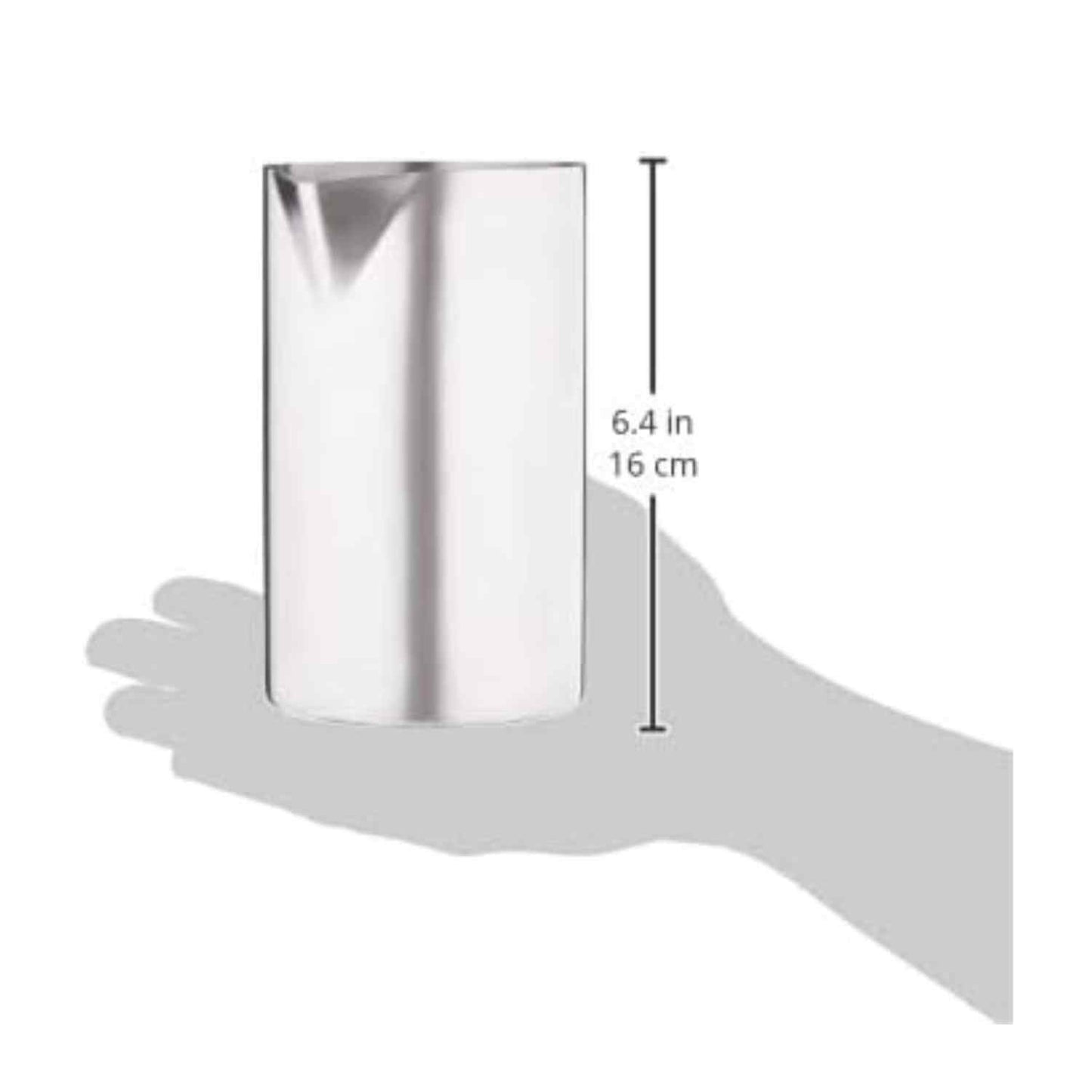 A dimension of the  Barfly Stainless Steel Double Wall Mixing Tin 21oz (625Ml) on a white background