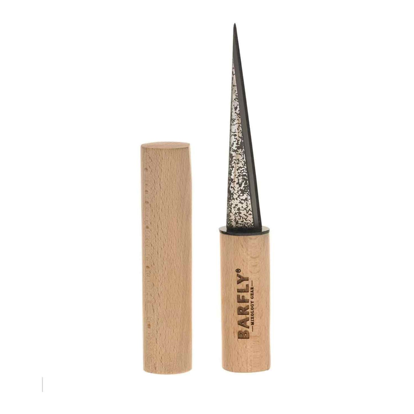 A Barfly Beech Wood Tapered Ice Pick on a white background