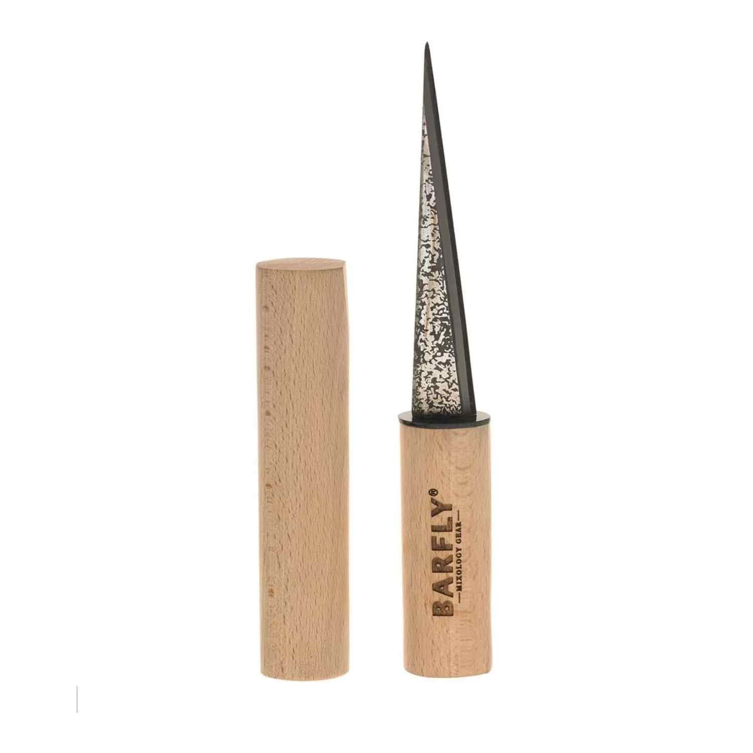 A Barfly Beech Wood Tapered Ice Pick on a white background