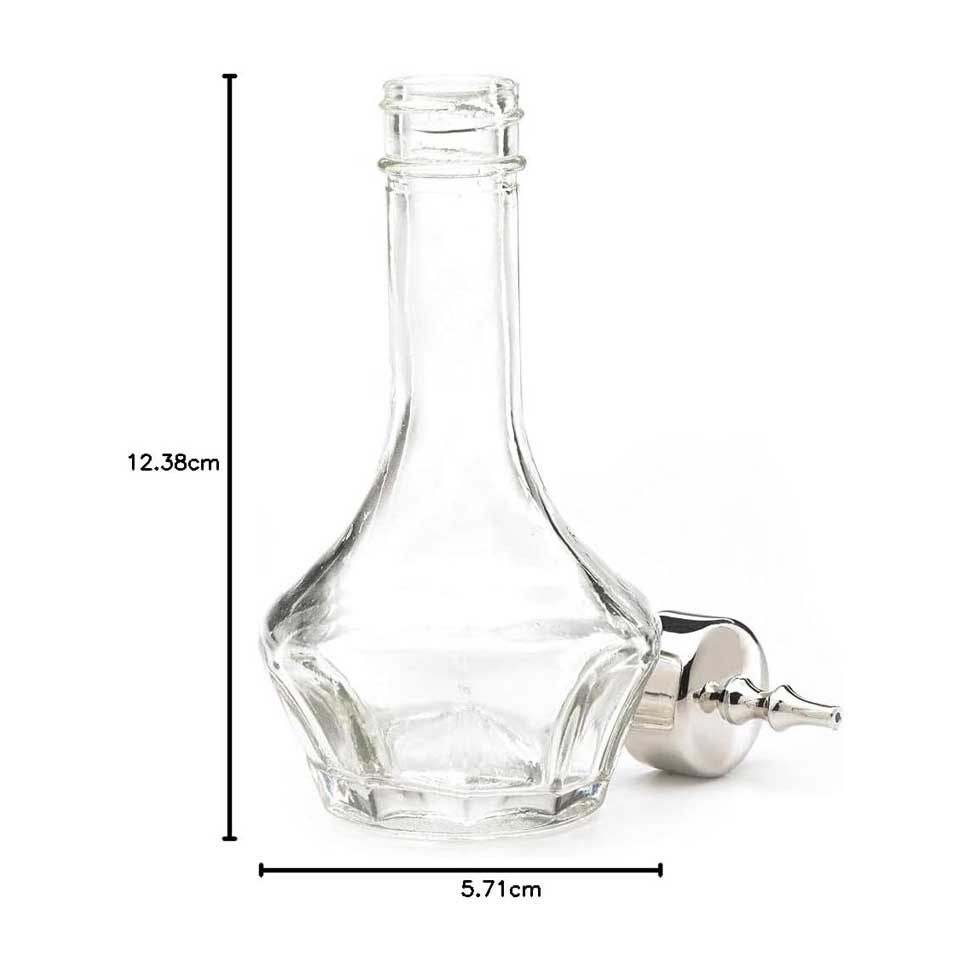 Measurements of the Barfly  Bitters Bottle with Threaded Stainless Top 1.7 oz on a white background.
