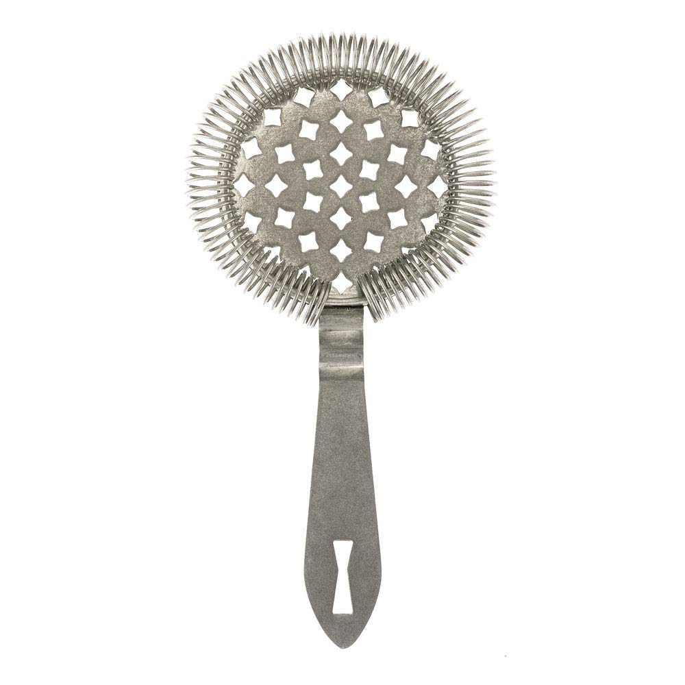 A Vintage Barfly Classic Hawthorne Spring Bar Strainer on a white background