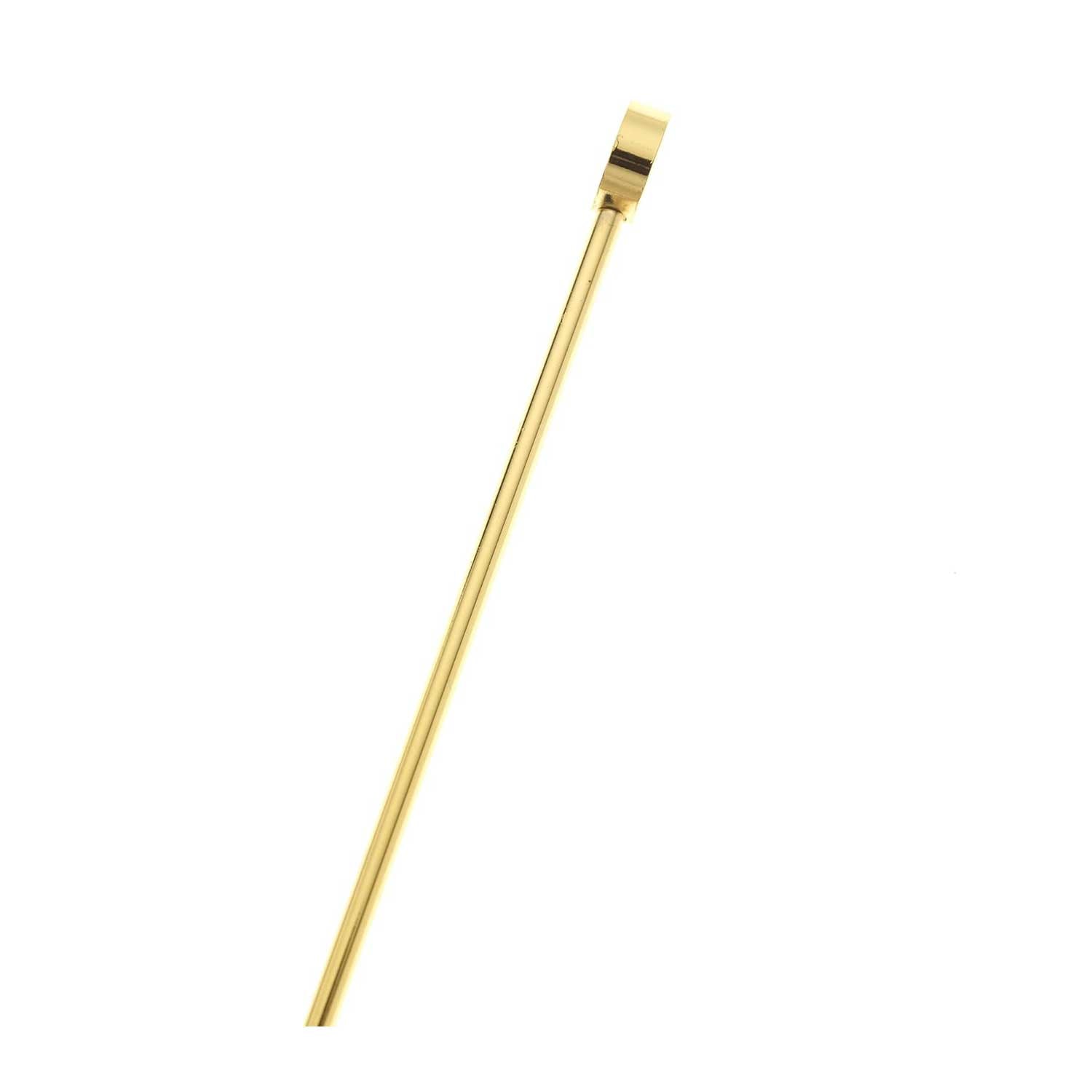 A close-up of the 4.5 inch Gold Plated Barfly Cocktail Pick, with a Circle top on a white background.