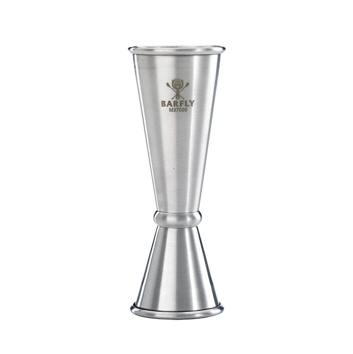 A Stainless Barfly Japanese Style Jigger, 1 oz x 2 oz,  on a white background.