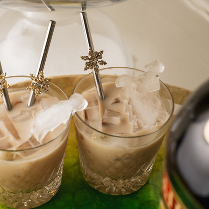 Snowflake metal cocktail straws - Set of 4