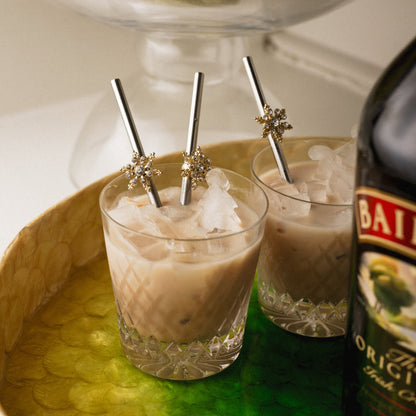 Snowflake metal cocktail straws - Set of 4