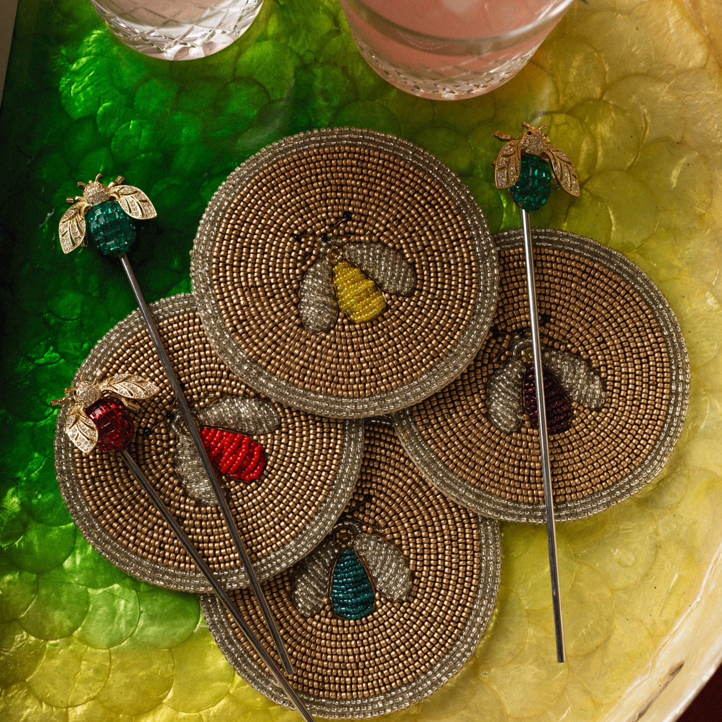 Sparkle bee coasters