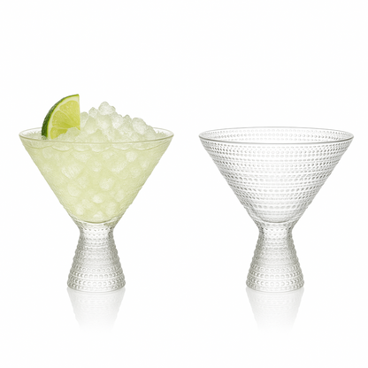 Lemonsoda - Clear Hobnail Martini Glasses - Embossed Martini Glasses - 9oz