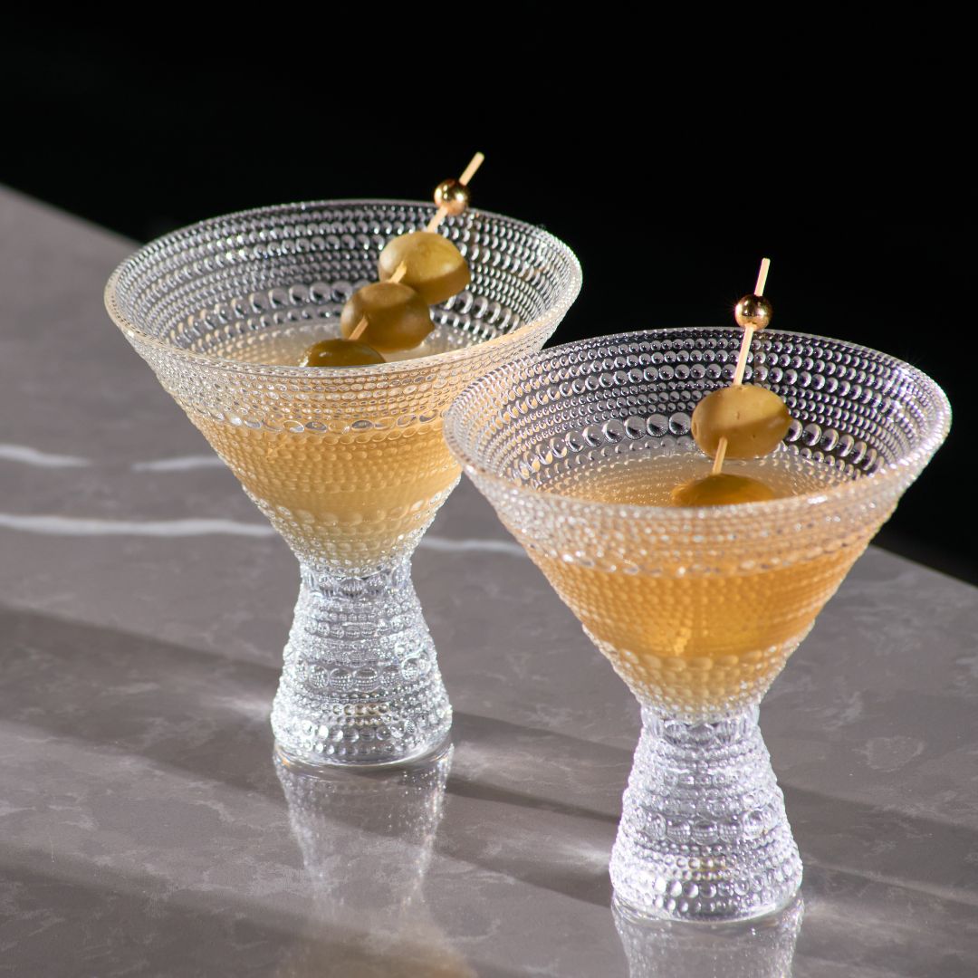 Lemonsoda - Clear Hobnail Martini Glasses - Embossed Martini Glasses - 9oz