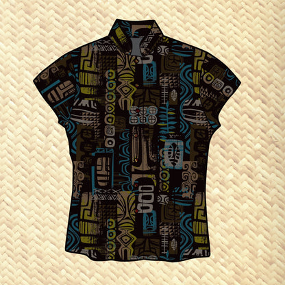 Jeff Granito's 'Oceanika' Classic Aloha Button-Up Shirt - Womens - Ready to Ship!