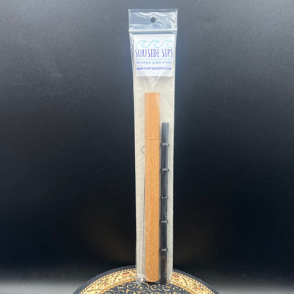 Surfside Sips "Tiki Bamboo" 8" Reusable glass straw travel kit