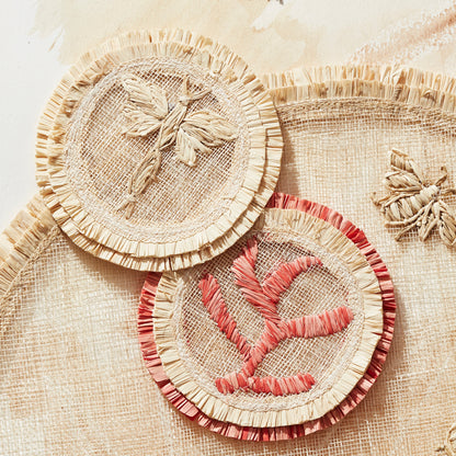 Coral straw coasters - Set of 4