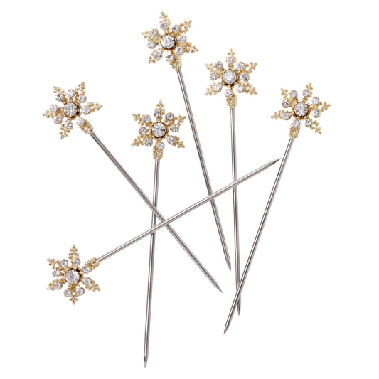 Snowflake cocktail picks, crystal - Set of 6