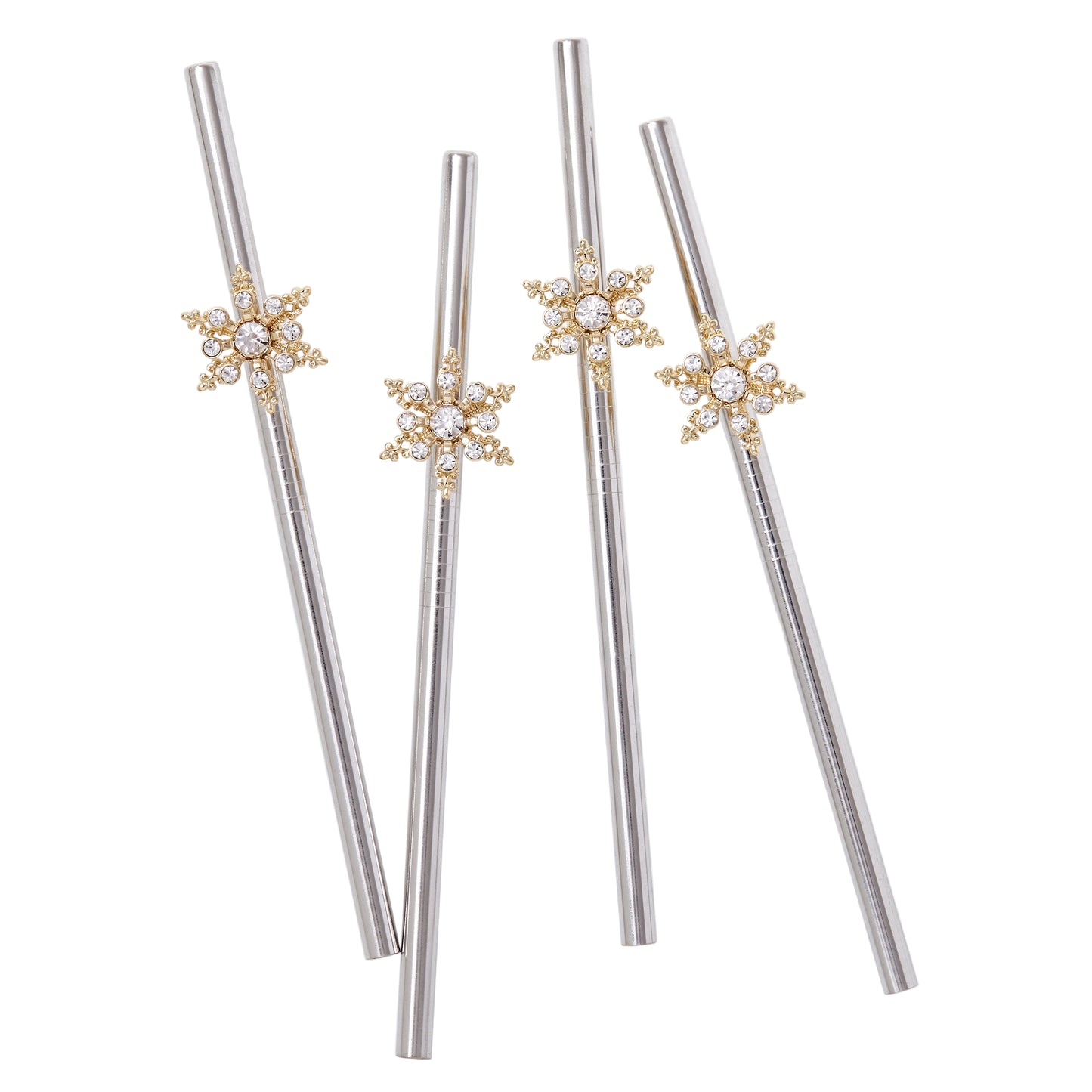 Snowflake metal cocktail straws - Set of 4