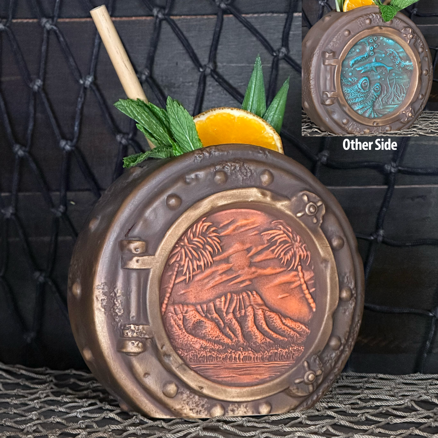 DIVE! DIVE! DIVE!  Sunset Edition - Ceramic Tiki Mug, sculpt by Thor - Ready to Ship! (FREE SHIPPING in U.S.)