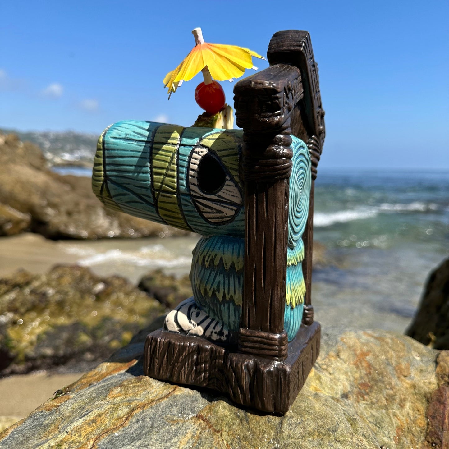 Tiki tOny's Hanging Toucan Tiki Mug (Blue-Green), sculpted by Thor - Ready to Ship! (FREE SHIPPING in U.S.)
