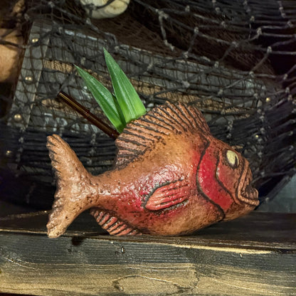 Jungle River Piranha ceramic Tiki Mug - 3 Limited Editions of 275 Combined - Made in USA - Ready to Ship! - (FREE Shipping in U.S.)
