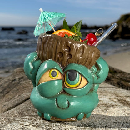 Tiki tOny's Blue King Coconut - Ceramic Tiki Mug -  Limited Edition of 250 - Ready to Ship! (FREE Shipping in U.S.)