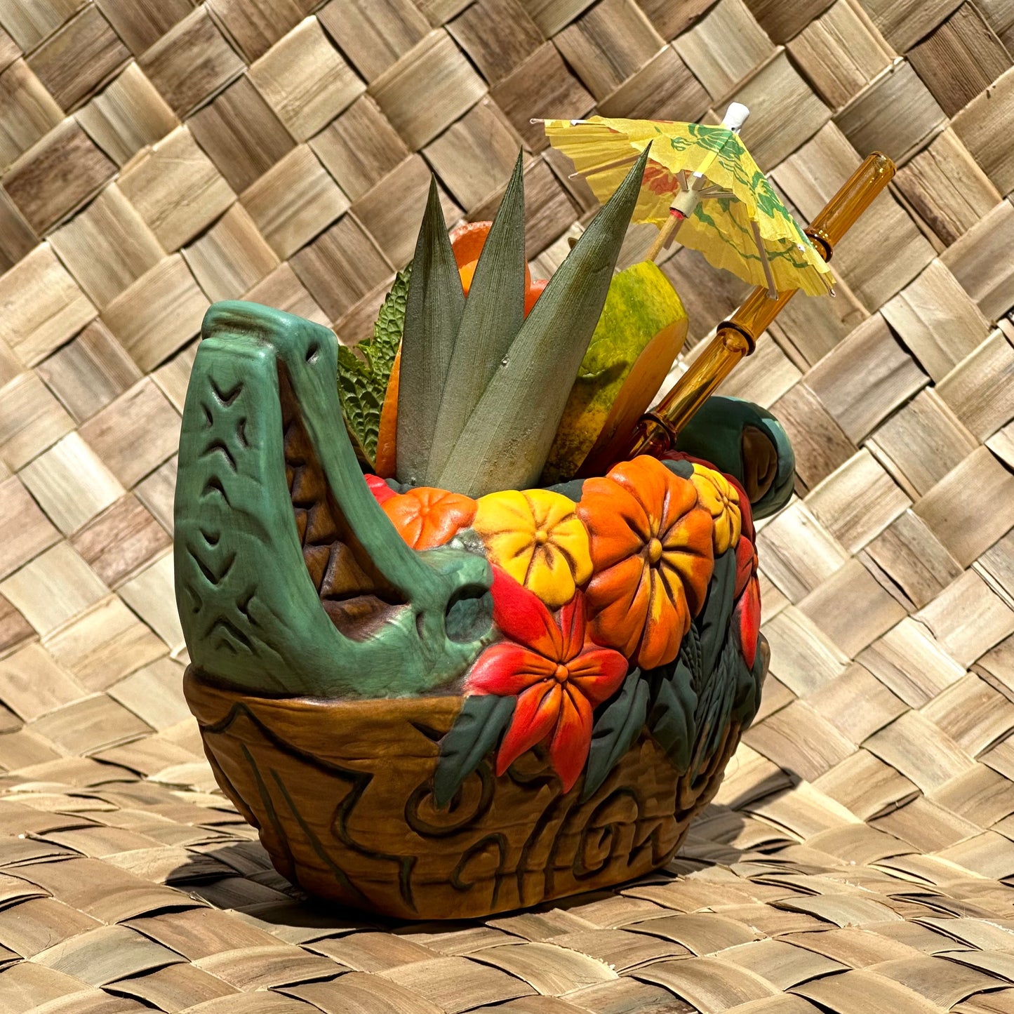 Tiki tOny's Flower Boat Canoe - Ceramic Tiki Mug - Ready to Ship! (FREE Shipping in U.S.)
