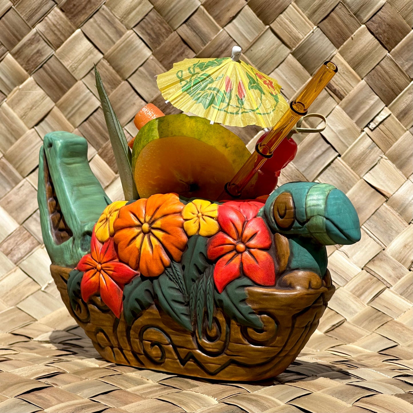 Tiki tOny's Flower Boat Canoe - Ceramic Tiki Mug - Ready to Ship! (FREE Shipping in U.S.)