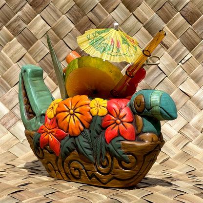 Tiki tOny's Flower Boat Canoe - Ceramic Tiki Mug - Ready to Ship! (FREE Shipping in U.S.)