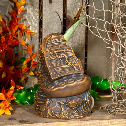 Sunken Treasure (Brown) Ceramic Tiki Mug - Ready to Ship! (FREE SHIPPING in U.S.)