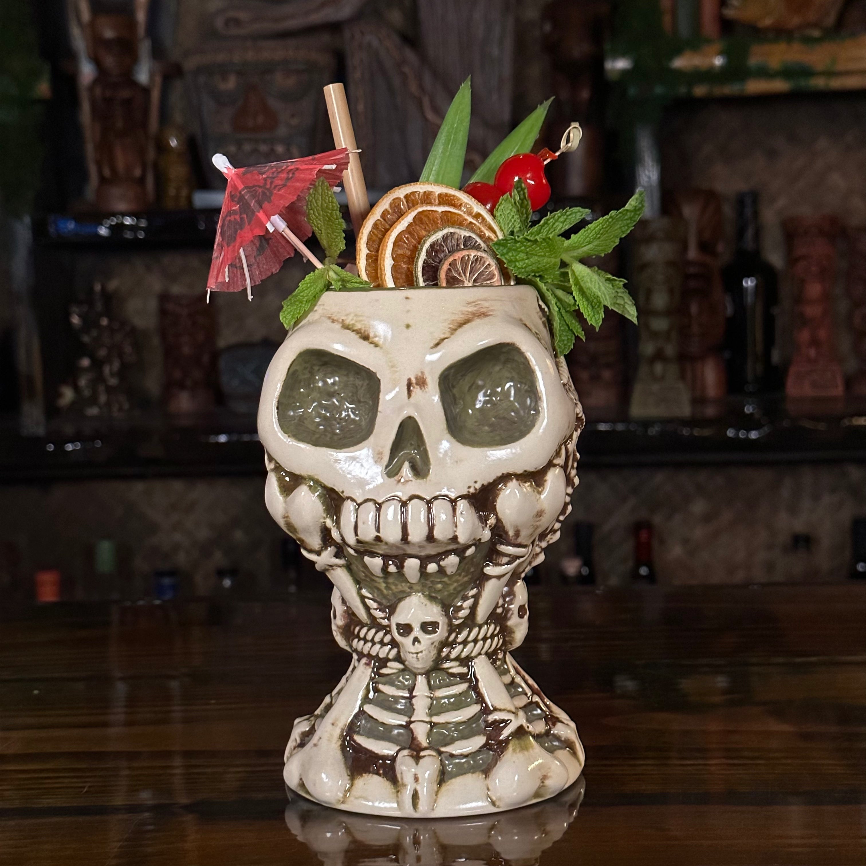 ★超レア★開運スカルTIKIトーテムポール ショットグラス☆shag骸骨マグ Jeff Granito's Calix Mortis II ceramic Tiki Mug, sculpted by Thor