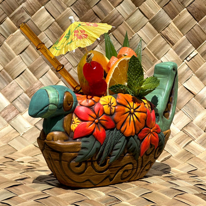 Tiki tOny's Flower Boat Canoe - Ceramic Tiki Mug - Ready to Ship! (FREE Shipping in U.S.)