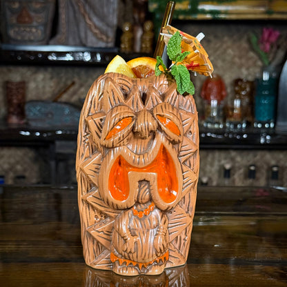 The Griper Tiki Mug (Orange) designed by Ken Ruzic, sculpted by Thor - Limited Edition of 250 - Ready to Ship! (FREE SHIPPING in U.S.)