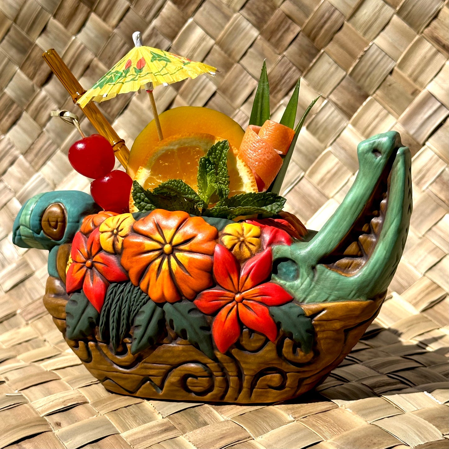 Tiki tOny's Flower Boat Canoe - Ceramic Tiki Mug - Ready to Ship! (FREE Shipping in U.S.)