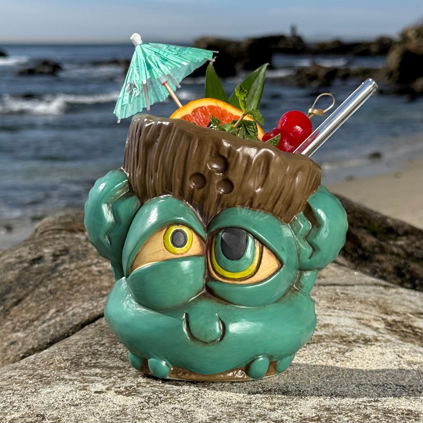 Tiki tOny's Blue King Coconut - Ceramic Tiki Mug -  Limited Edition of 250 - Ready to Ship! (FREE Shipping in U.S.)
