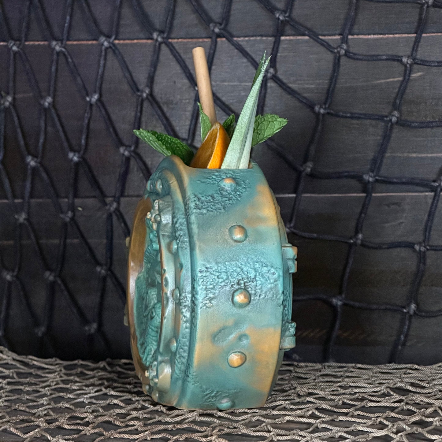 DIVE! DIVE! DIVE!  Ocean Patina Edition - Ceramic Tiki Mug, sculpt by Thor - Ready to Ship! (FREE SHIPPING in U.S.)