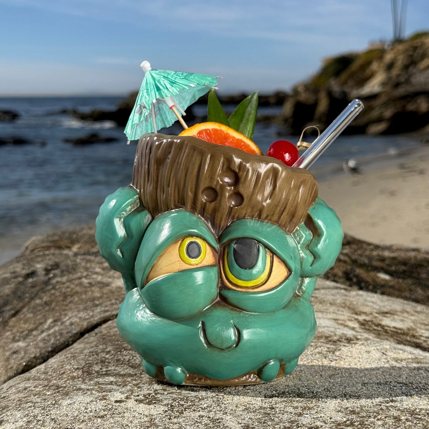 Tiki tOny's Blue King Coconut - Ceramic Tiki Mug -  Limited Edition of 250 - Ready to Ship! (FREE Shipping in U.S.)