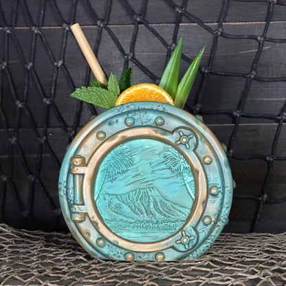 DIVE! DIVE! DIVE!  Ocean Patina Edition - Ceramic Tiki Mug, sculpt by Thor - Ready to Ship! (FREE SHIPPING in U.S.)