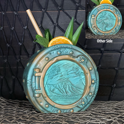 DIVE! DIVE! DIVE!  Ocean Patina Edition - Ceramic Tiki Mug, sculpt by Thor - Ready to Ship! (FREE SHIPPING in U.S.)