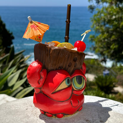 Tiki tOny's Red King Coconut - Ceramic Tiki Mug - Ready to Ship! (FREE Shipping in U.S.)