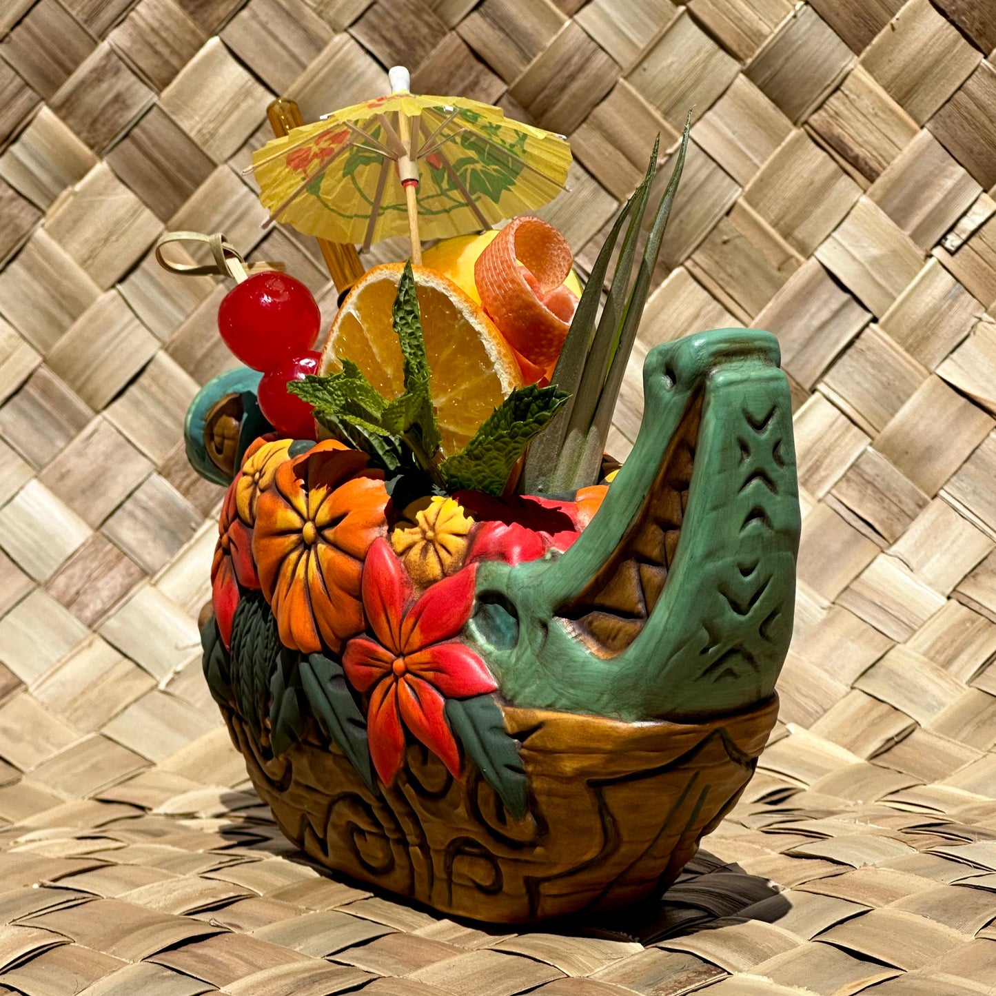 Tiki tOny's Flower Boat Canoe - Ceramic Tiki Mug - Ready to Ship! (FREE Shipping in U.S.)