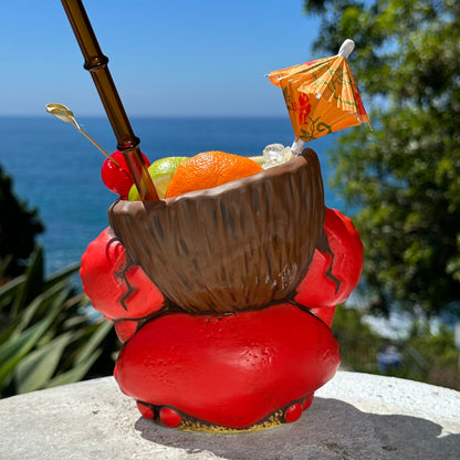 Tiki tOny's Red King Coconut - Ceramic Tiki Mug - Ready to Ship! (FREE Shipping in U.S.)