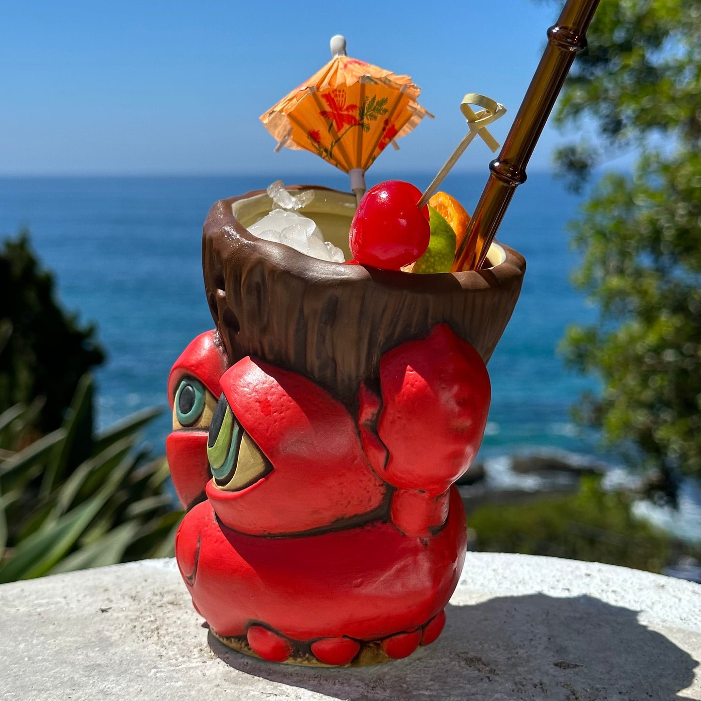 Tiki tOny's Red King Coconut - Ceramic Tiki Mug - Ready to Ship! (FREE Shipping in U.S.)