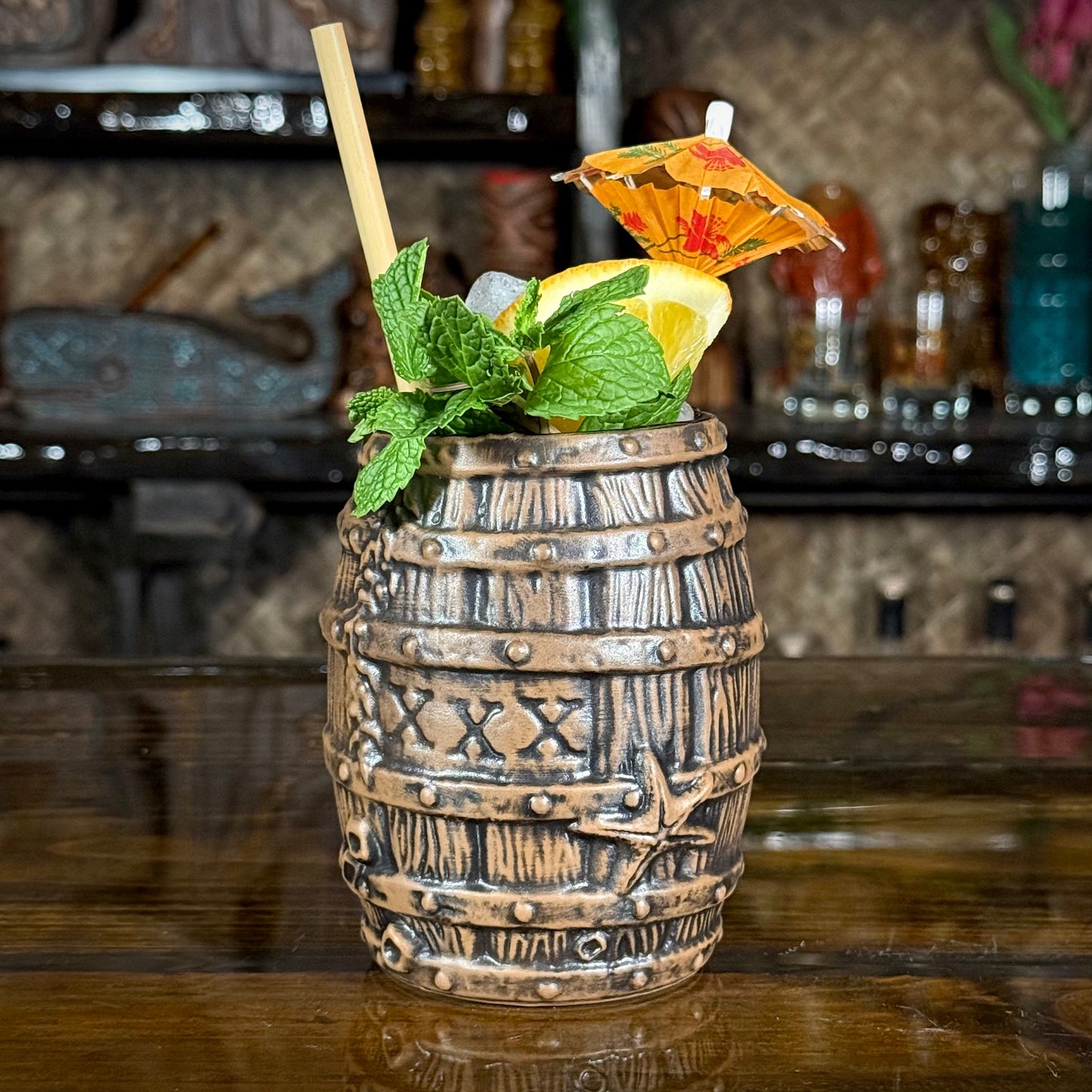 Sunken Rum Barrel Tiki Mug, sculpted by Thor -  Ready to Ship! (FREE SHIPPING in U.S.)