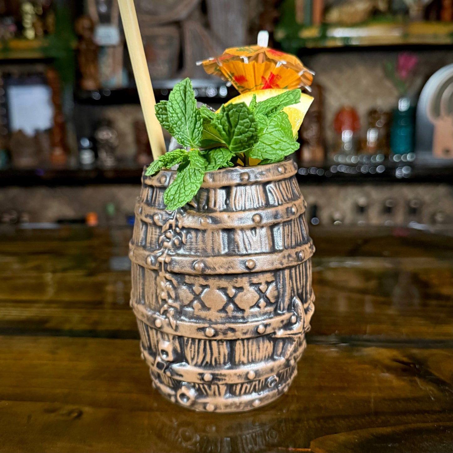 Sunken Rum Barrel Tiki Mug, sculpted by Thor -  Ready to Ship! (FREE SHIPPING in U.S.)