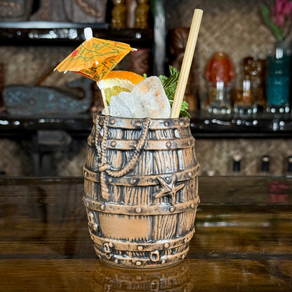 Sunken Rum Barrel Tiki Mug, sculpted by Thor -  Ready to Ship! (FREE SHIPPING in U.S.)