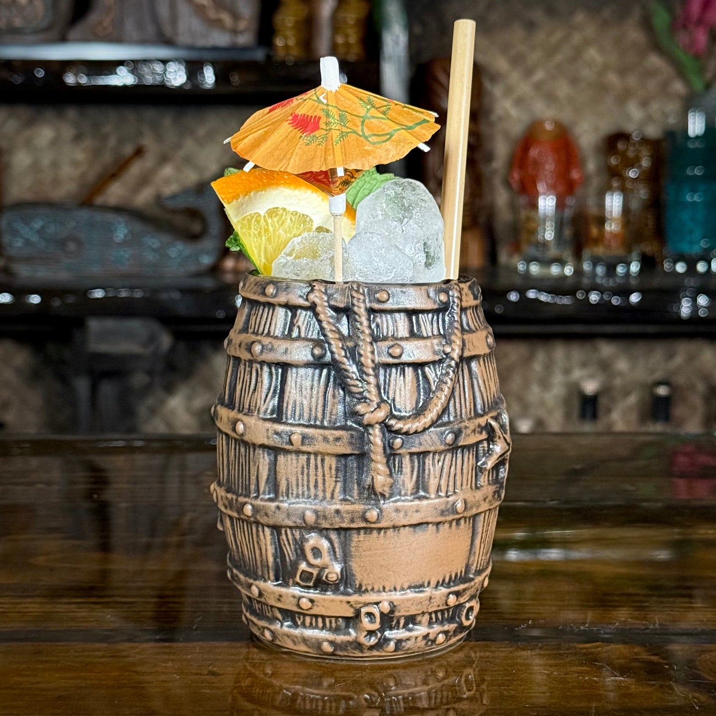 Sunken Rum Barrel Tiki Mug, sculpted by Thor -  Ready to Ship! (FREE SHIPPING in U.S.)