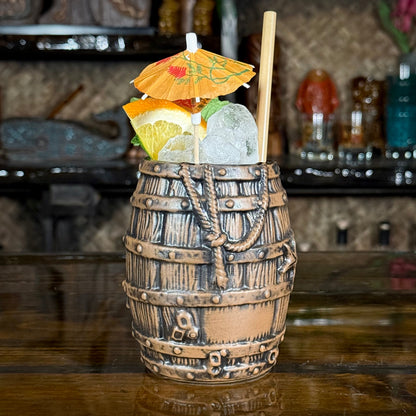 Sunken Rum Barrel Tiki Mug, sculpted by Thor -  Ready to Ship! (FREE SHIPPING in U.S.)