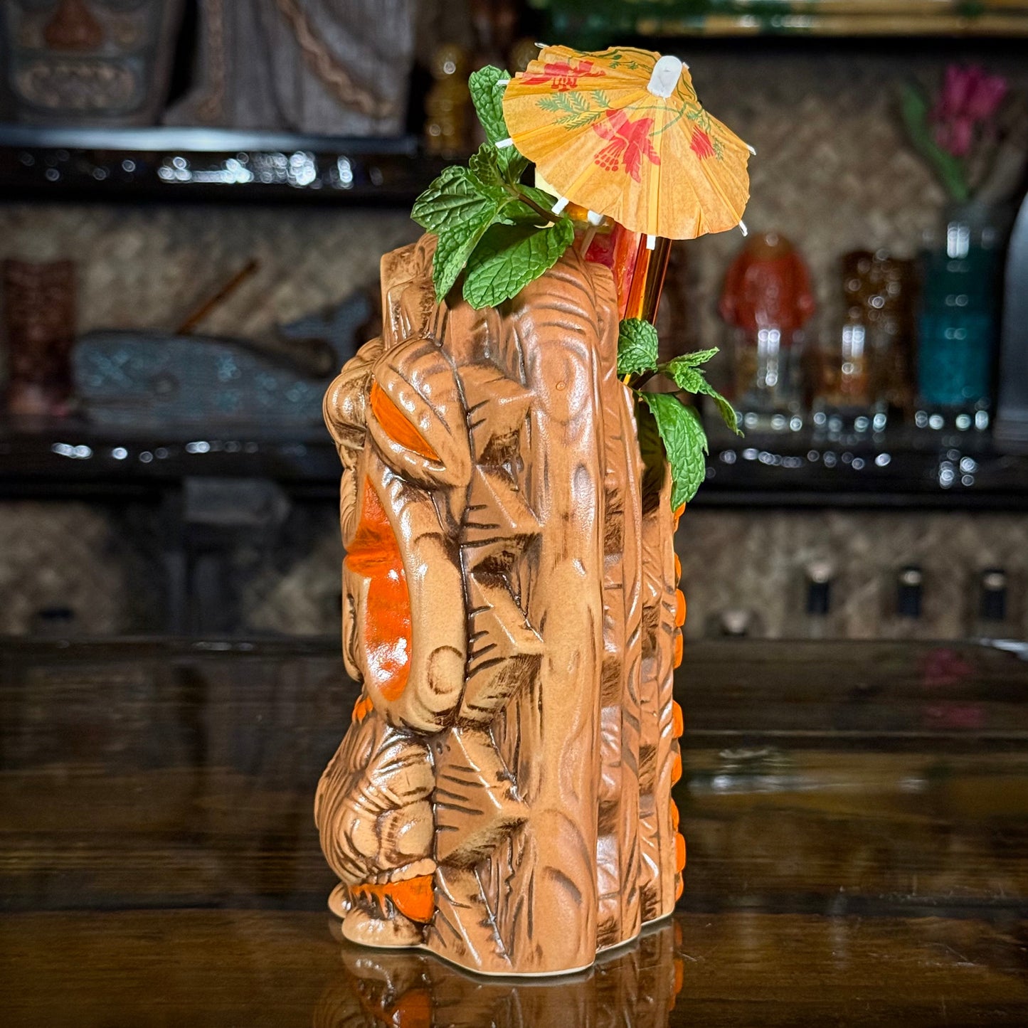 The Griper Tiki Mug (Orange) designed by Ken Ruzic, sculpted by Thor - Limited Edition of 250 - Ready to Ship! (FREE SHIPPING in U.S.)