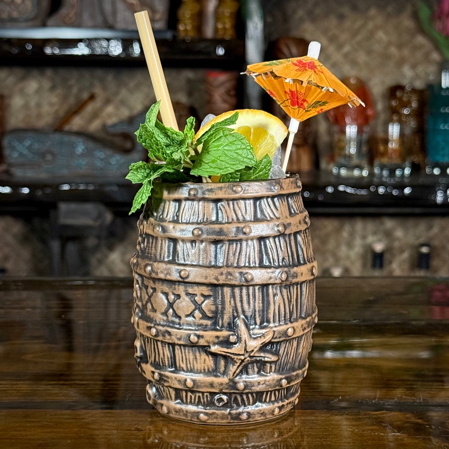 Sunken Rum Barrel Tiki Mug, sculpted by Thor -  Ready to Ship! (FREE SHIPPING in U.S.)
