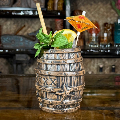Sunken Rum Barrel Tiki Mug, sculpted by Thor -  Ready to Ship! (FREE SHIPPING in U.S.)