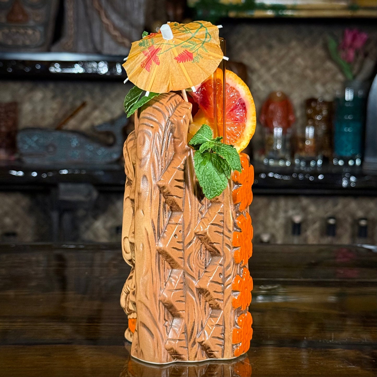 The Griper Tiki Mug (Orange) designed by Ken Ruzic, sculpted by Thor - Limited Edition of 250 - Ready to Ship! (FREE SHIPPING in U.S.)